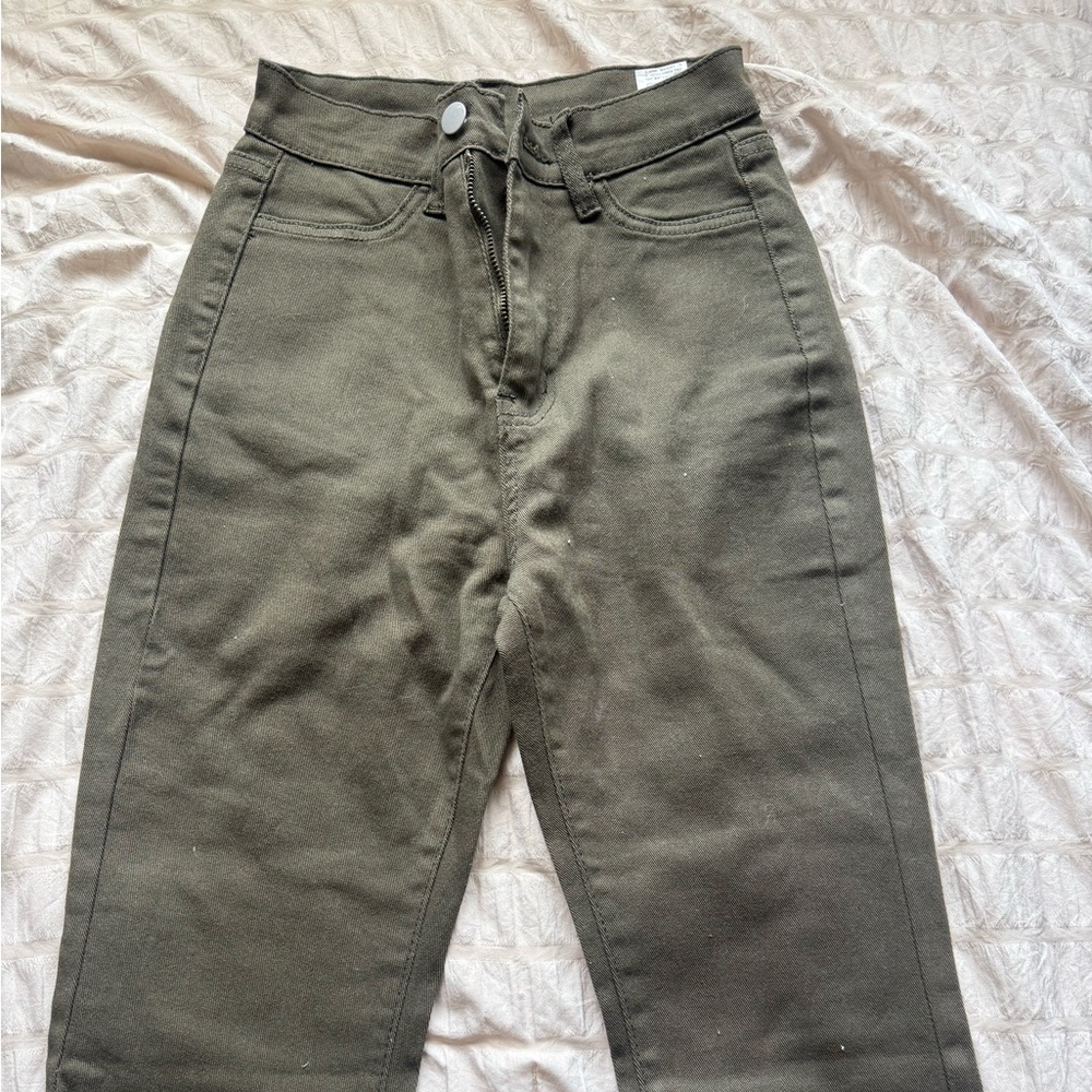 SHEIN Olive Green Boot Cut Jeans